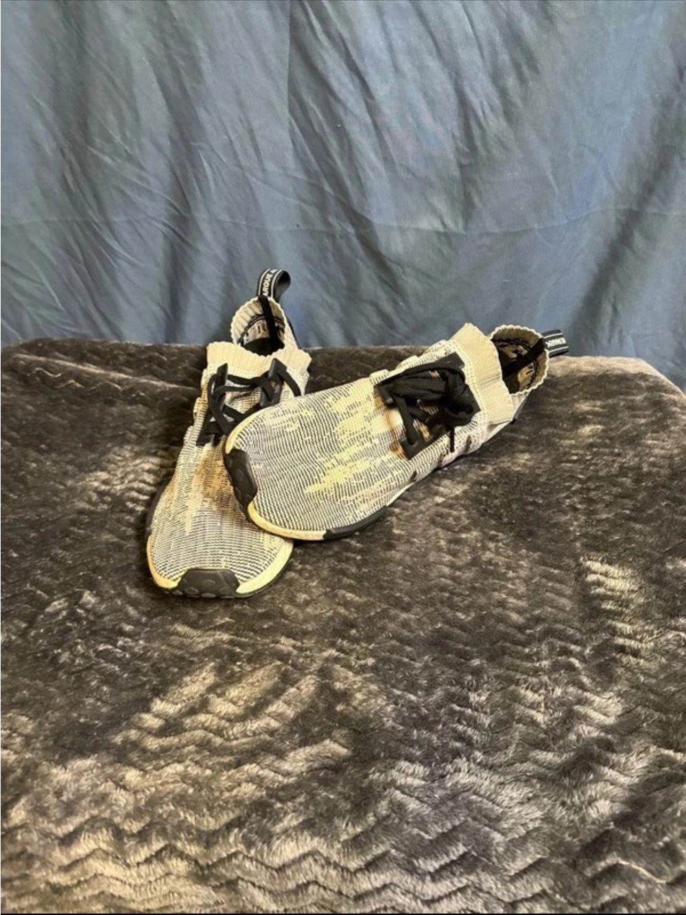 Lightweight Knit men’s Slip-On Sneakers in Cream and Black